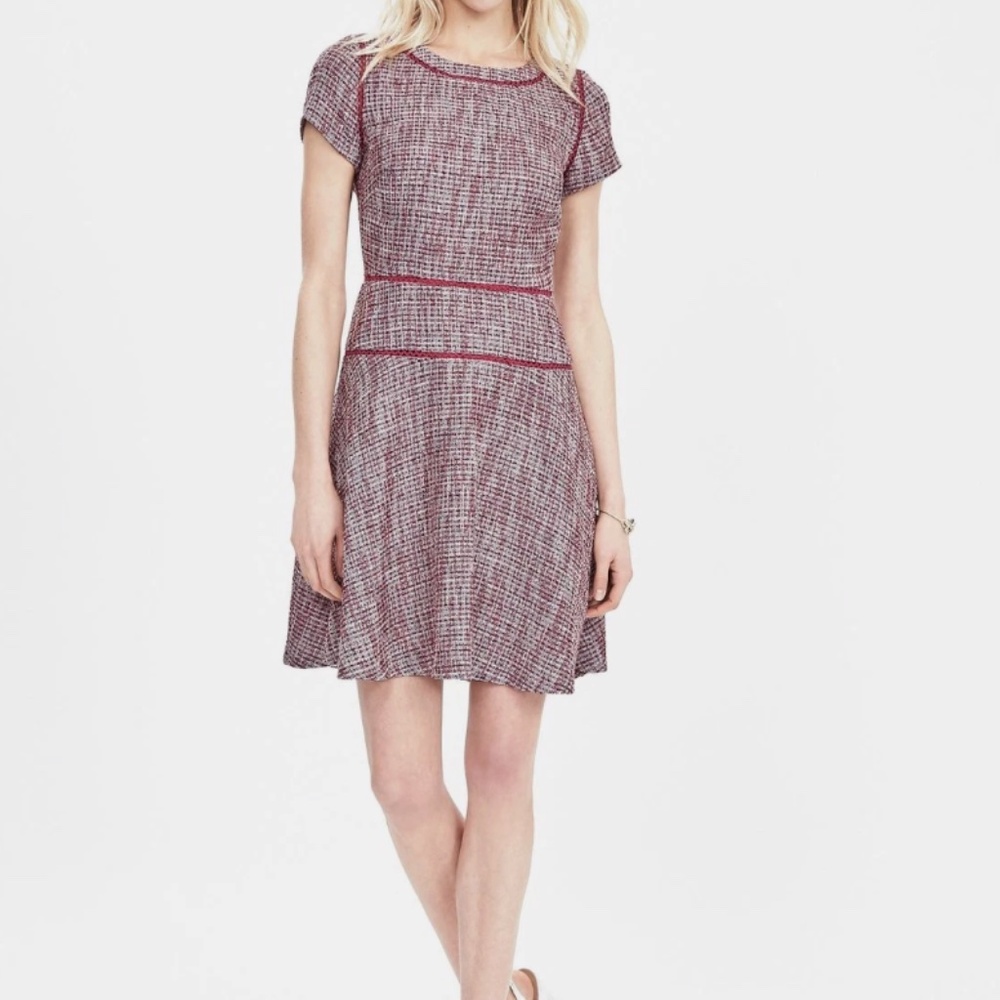 Banana Republic Tweed Short Sleeve Fully Lined Back Zipper Dress Size 6